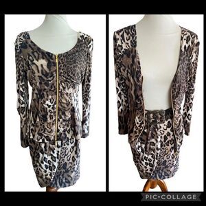 Chic Leopard Print Two-Piece Skirt Set | NWOT Size Medium